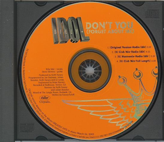 Billy Idol : Don't You (Forget About Me) (CD, Maxi, Promo)