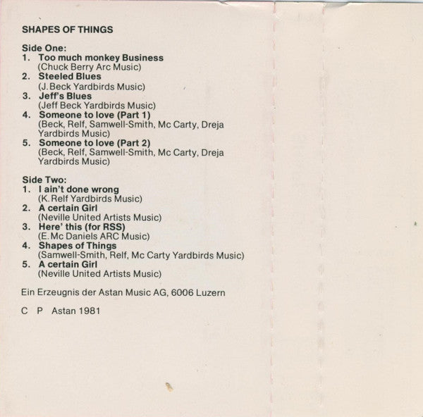 The Yardbirds : Shapes Of Things (Cass, Comp)