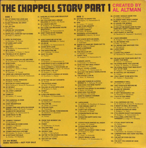 Various : The Chappell Story Part 1 (2xLP, Mono, Promo)