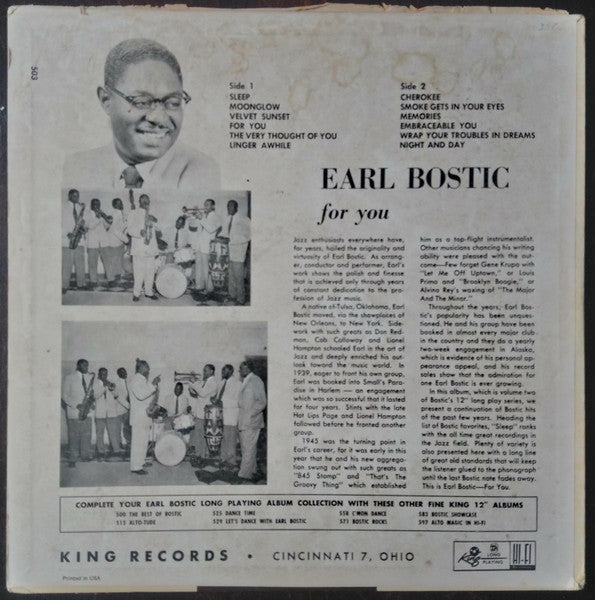 Earl Bostic : For You (LP, Album, Mono)