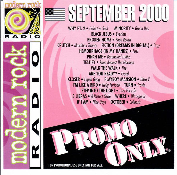 Various : Promo Only Modern Rock Radio: September 2000 (CD, Comp, Promo)