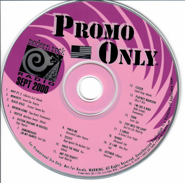 Various : Promo Only Modern Rock Radio: September 2000 (CD, Comp, Promo)
