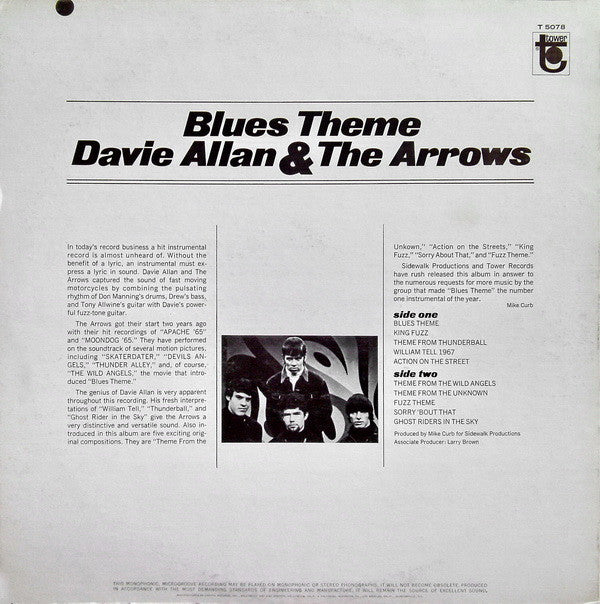 Davie Allan & The Arrows : Blues Theme (LP, Album, Mono, Scr)