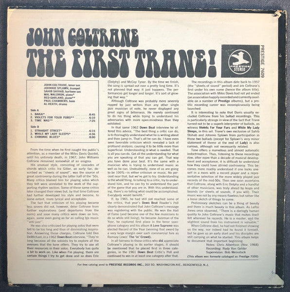 John Coltrane : The First Trane! (LP, Album, RE)