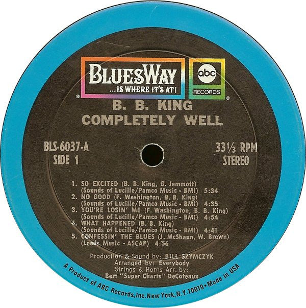 B.B. King : Completely Well (LP, Album, San)