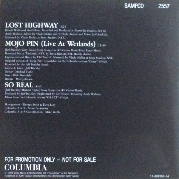 Jeff Buckley : Lost Highway (CD, Promo)