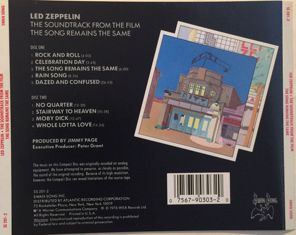 Led Zeppelin : The Soundtrack From The Film The Song Remains The Same (2xCD, Album, RE, SRC)