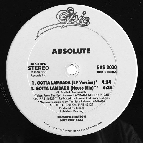 Absolute (6) : Gotta Lambada (12", Promo)