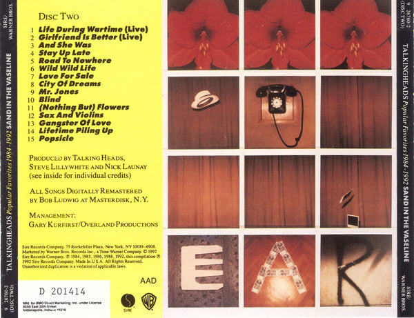 Talking Heads : Popular Favorites: 1984-1992 Sand In The Vaseline  (CD, Comp, Club)