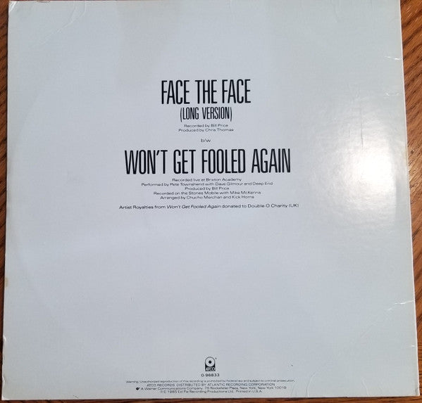 Pete Townshend : Face The Face (Long Version) (12", Single, SRC)