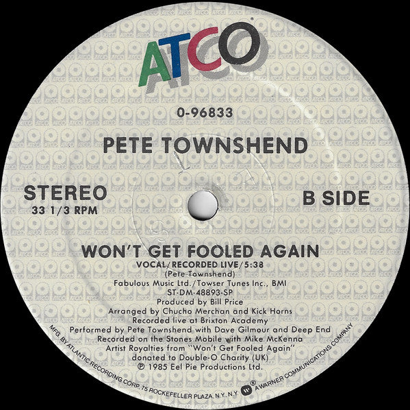 Pete Townshend : Face The Face (Long Version) (12", Single, SRC)