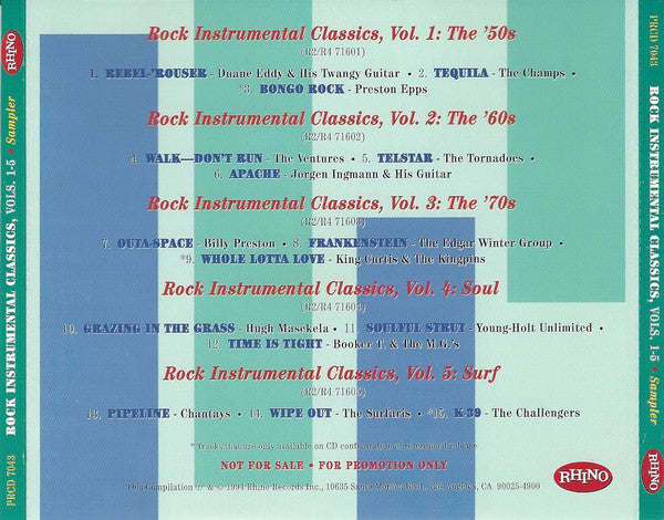 Various : Rock Instrumental Classics Vols. 1-5 Sampler (CD, Comp, Promo, Smplr)