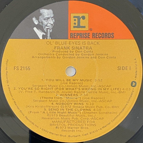 Frank Sinatra : Ol' Blue Eyes Is Back (LP, Album, RE, Jac)