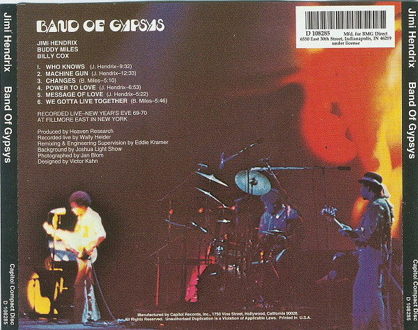 Jimi Hendrix : Band Of Gypsys (CD, Album, Club, RE, RM)