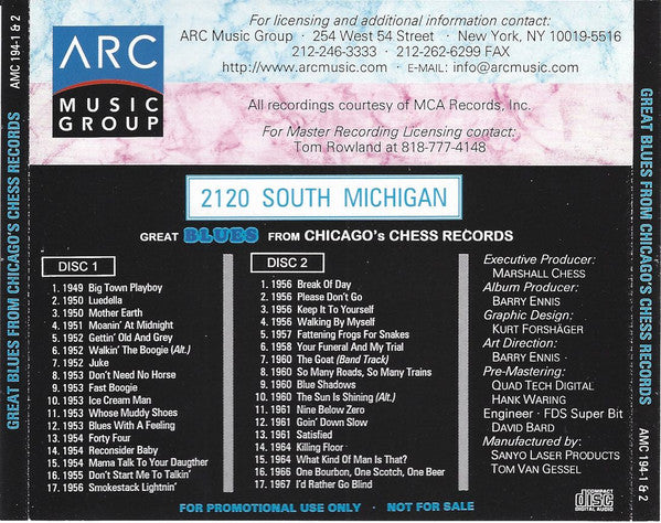Various : 2120 South Michigan  Great Blues From Chicago's Chess Records (2xCD, Album, Comp, Promo, Lic)