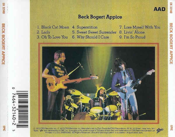 Beck, Bogert & Appice : Beck Bogert Appice (CD, Album, RE)
