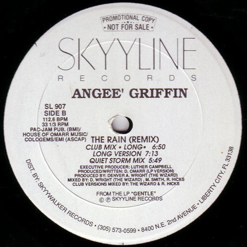 Angee Griffin : The Rain (Remix) (12", Promo)