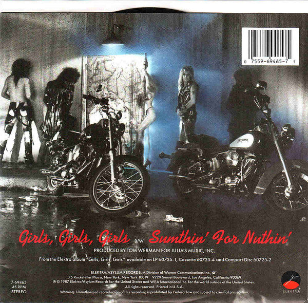 Mötley Crüe : Girls Girls Girls (7", Single, Styrene, All)