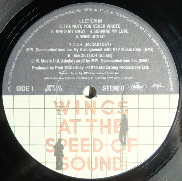Wings (2) : Wings At The Speed Of Sound (LP, Album, Jac)