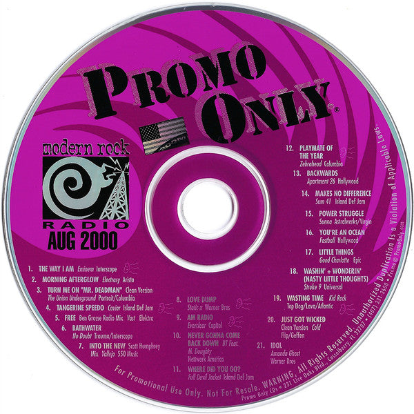 Various : Promo Only Modern Rock Radio: August 2000 (CD, Comp, Promo)