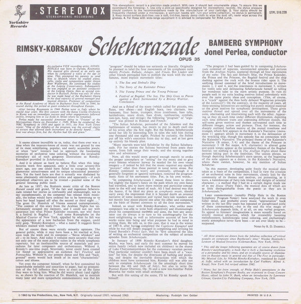 Nikolai Rimsky-Korsakov / Bamberger Symphoniker, Jonel Perlea : Scheherazade, Op. 35 (LP, Album, RE)