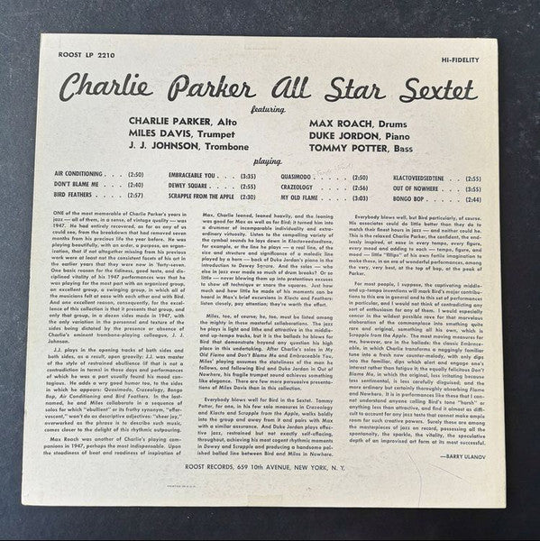 Charlie Parker : All Star Sextet (LP)