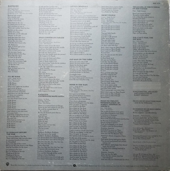 Randy Newman : Little Criminals (LP, Album, Win)