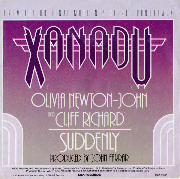 Olivia Newton-John And Cliff Richard : Suddenly (7", Single, Glo)
