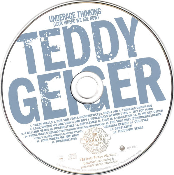 Teddy Geiger : Underage Thinking (Look Where We Are Now) (CD, Album, RE + DVD-V, NTSC, Reg)