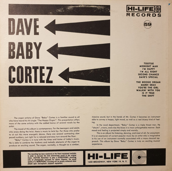 Dave "Baby" Cortez : Dave "Baby" Cortez (LP, Mono)