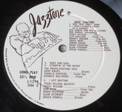 Red Norvo And His All-Stars*, The Krupa-Ventura Trio*, The Teddy Wilson Quintet* : Jazz Concert (LP, Album, Mono)