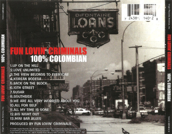 Fun Lovin' Criminals : 100% Colombian (CD, Album, Promo)