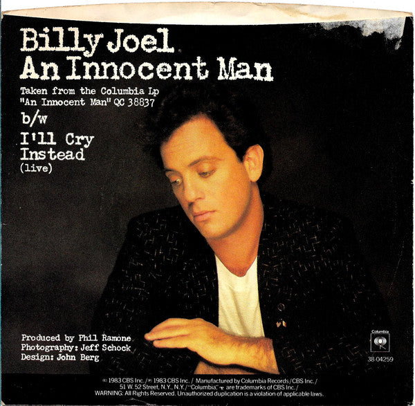 Billy Joel : An Innocent Man (7", Single, Car)