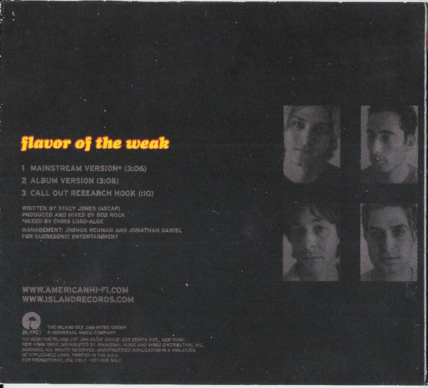American Hi-Fi : Flavor Of The Weak (CD, Single, Promo, Dig)