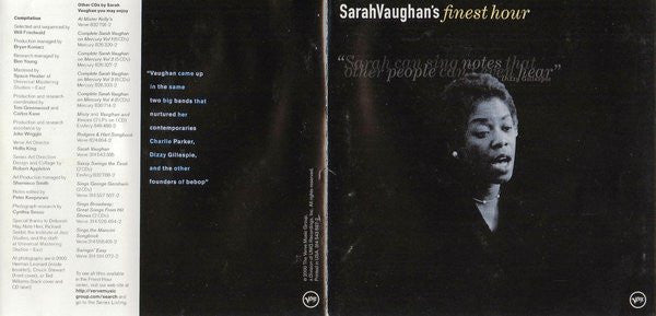 Sarah Vaughan : Sarah Vaughan's Finest Hour (CD, Comp)