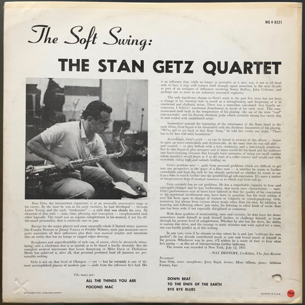 The Stan Getz Quartet* : The Soft Swing (LP, Album, Mono, Dee)
