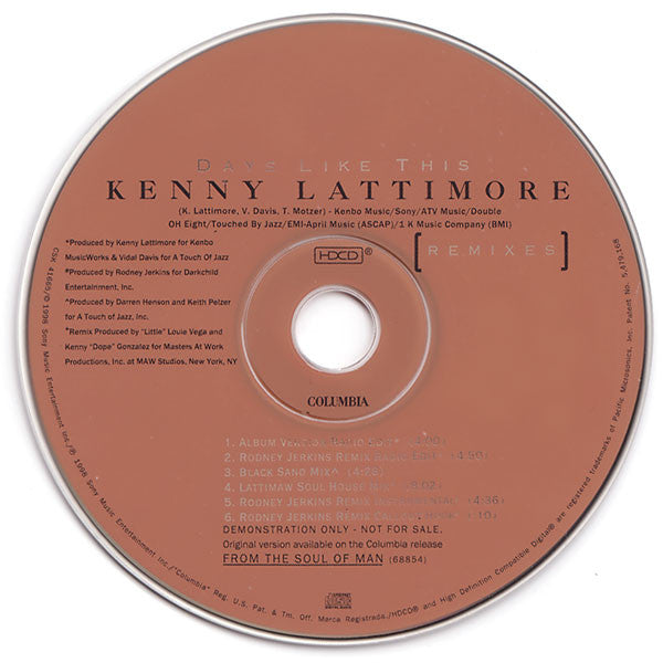 Kenny Lattimore : Days Like This (Remixes) (CD, Single, Promo)