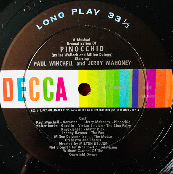 Paul Winchell, Jerry Mahoney (3) : A Musical Dramatization Of Pinocchio (LP, Album)