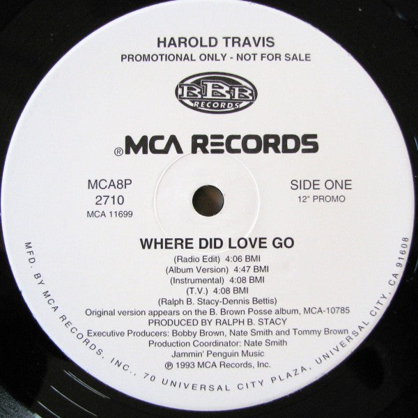 Harold Travis : Where Did Love Go (12", Promo)