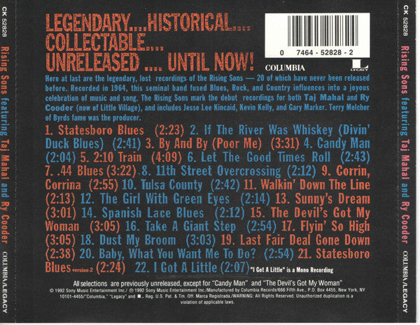 Rising Sons (2) Featuring Taj Mahal And Ry Cooder : Rising Sons Featuring Taj Mahal And Ry Cooder (CD)