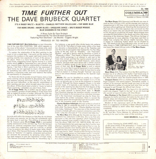 The Dave Brubeck Quartet : Time Further Out (Miro Reflections) (LP, Album, Mono, Ter)