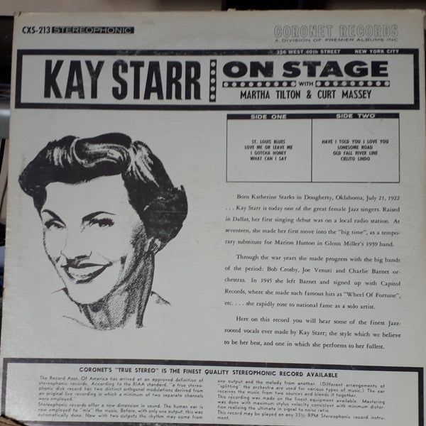 Kay Starr, Martha Tilton, Curt Massey : On Stage (LP)