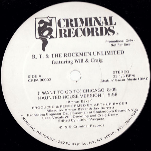 R.T. & The Rockmen Unlimited Featuring Will Downing & Craig Derry : (I Want To Go To) Chicago (12", Promo)