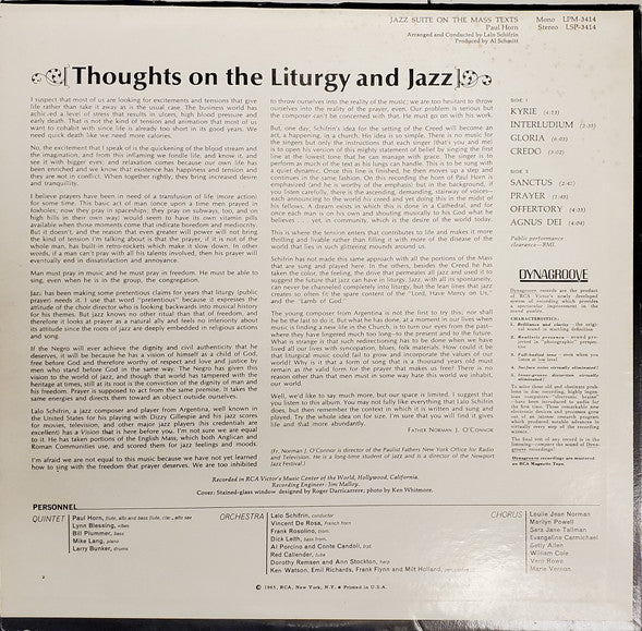 Paul Horn : Jazz Suite On The Mass Texts (LP, Album, RP)