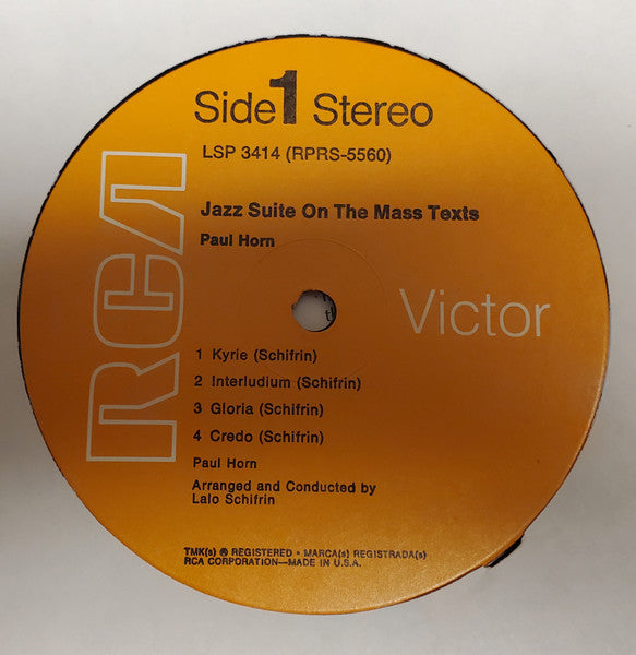 Paul Horn : Jazz Suite On The Mass Texts (LP, Album, RP)