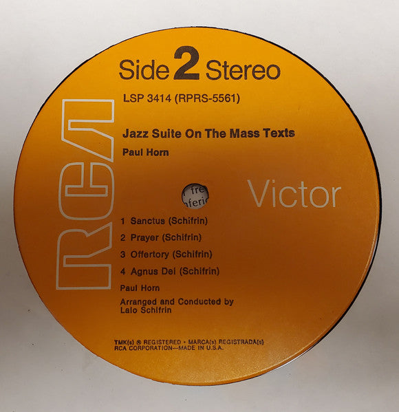 Paul Horn : Jazz Suite On The Mass Texts (LP, Album, RP)