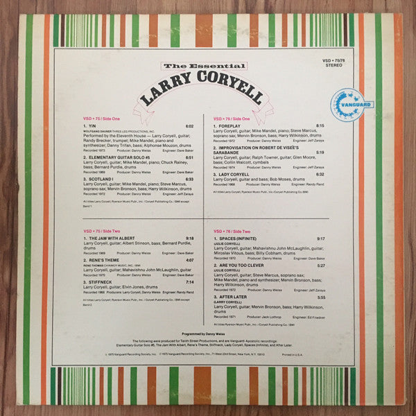 Larry Coryell : The Essential (2xLP, Comp, RP, Pit)