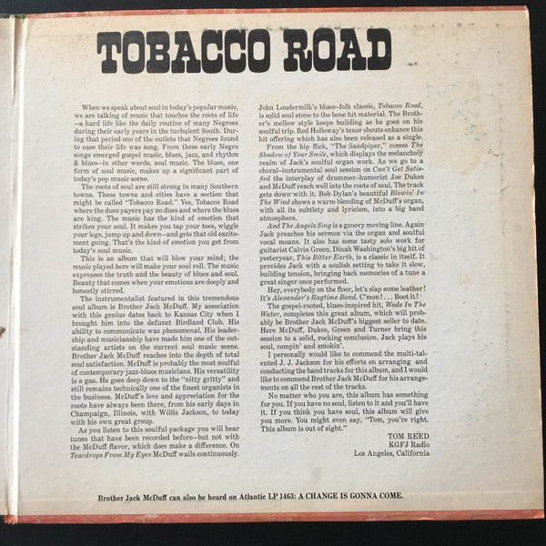 Brother Jack McDuff : Tobacco Road (LP, Album, Mono, Gat)