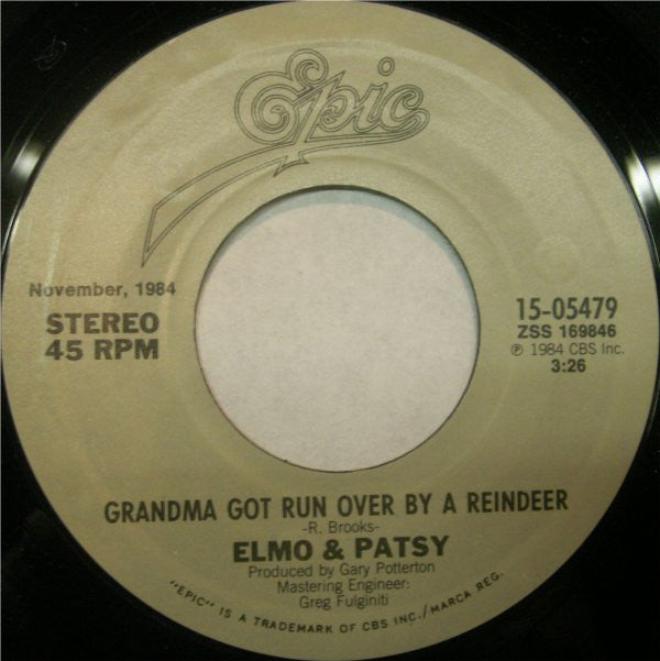 Elmo And Patsy : Grandma Got Run Over By A Reindeer / Percy, The Puny Poinsettia (7", Single, RE, Styrene, Pit)