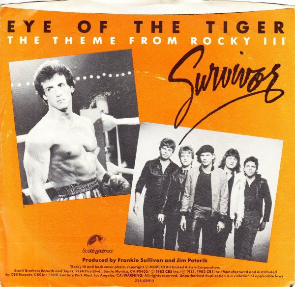 Survivor : Eye Of The Tiger (7", Single, Styrene, Pit)